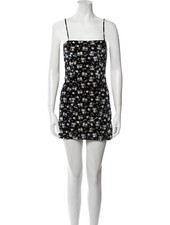 REFORMATION Delfine Cindy Velvet Mini Dress Sz S Black Floral Spaghetti Strap
