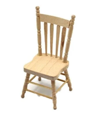 MELODY JANE Puppenstube blankes Holz Beistellstuhl Miniatur unvollendet Esszimmer Möbel 1:12