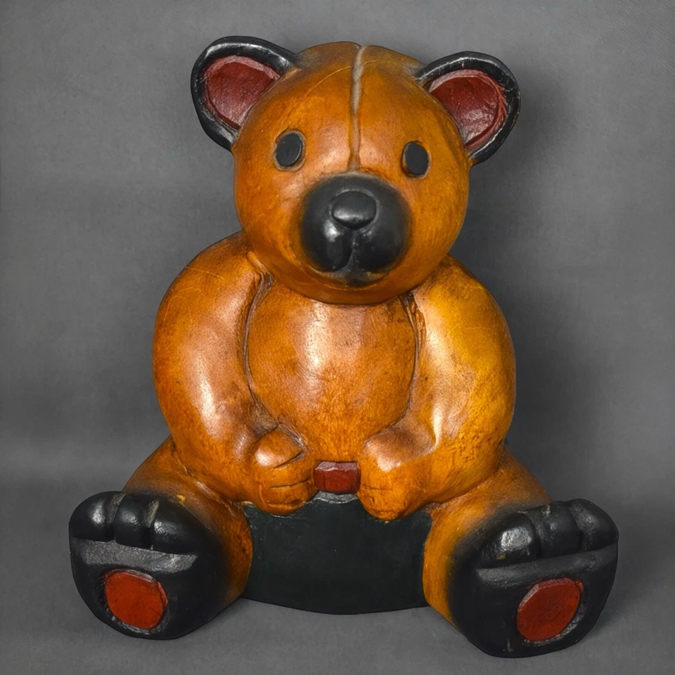 Ours en bois sculpté à la main - Art folklorique - Mandalay Box Co rustique - Photo 1/4