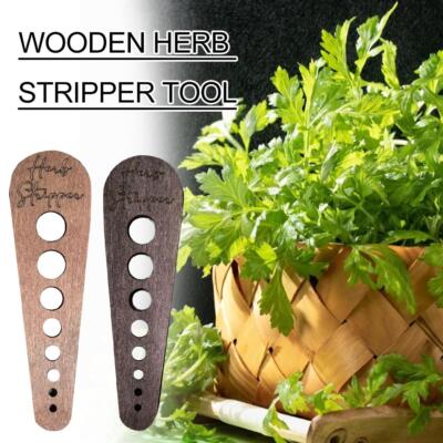 8Holes Kitchen Leaf Pealer Herb Cutter Stripper Wooden Leaf Stripping Tool  I6L1