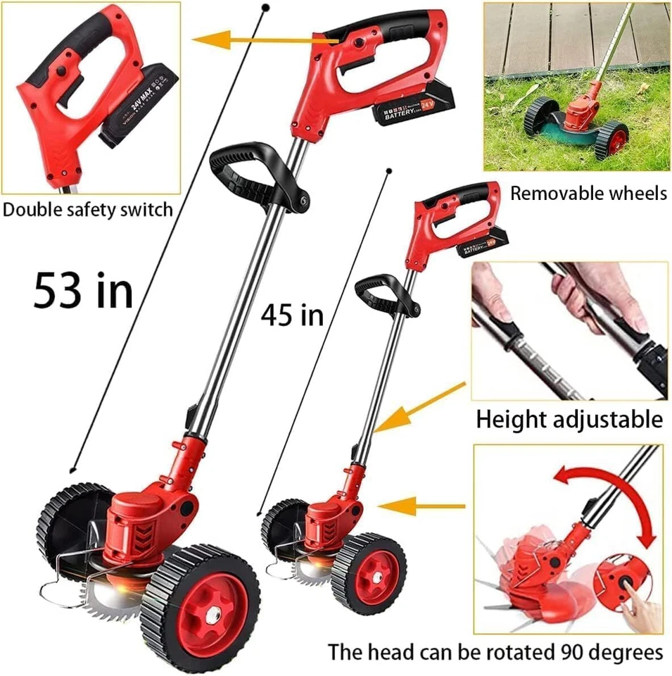 Weed Wacker Cordless,24V Electric Weed Eater Battery Powered,3 in 1 Lightweight - Image 3 of 4