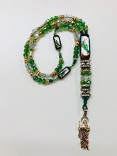 Rosario San Judas Tadeo Sinaloense GN/WT/GL cristal y oro laminado hecho a mano