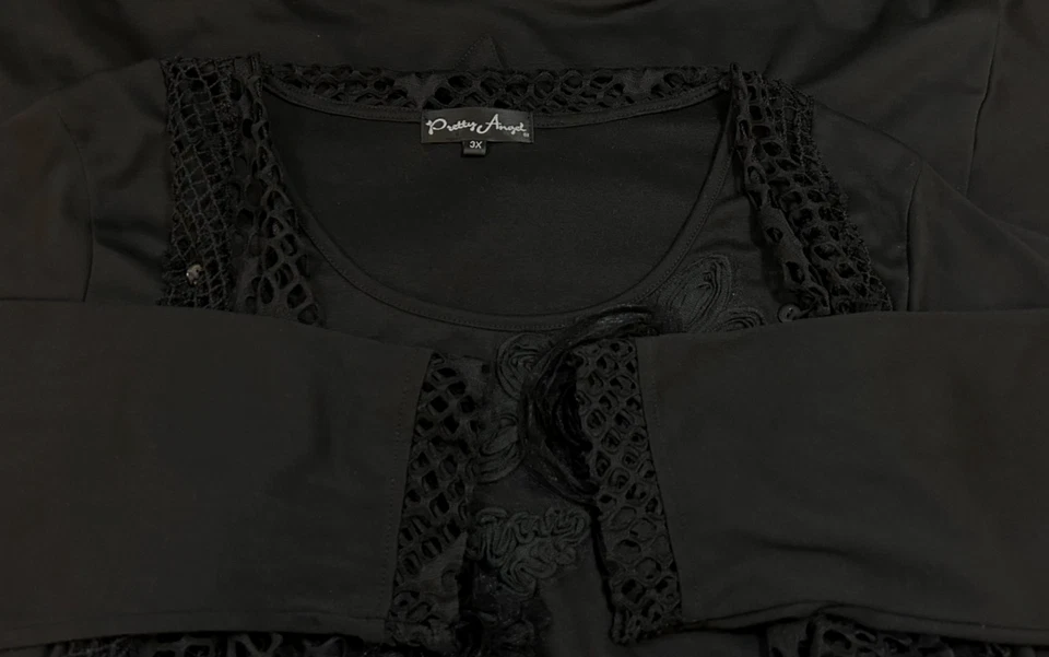 Pretty Angel Mujer Talla 3X Artístico Mezcla de Seda Oscura Negro Texturizado En Capas Largo Foto 3 de 4