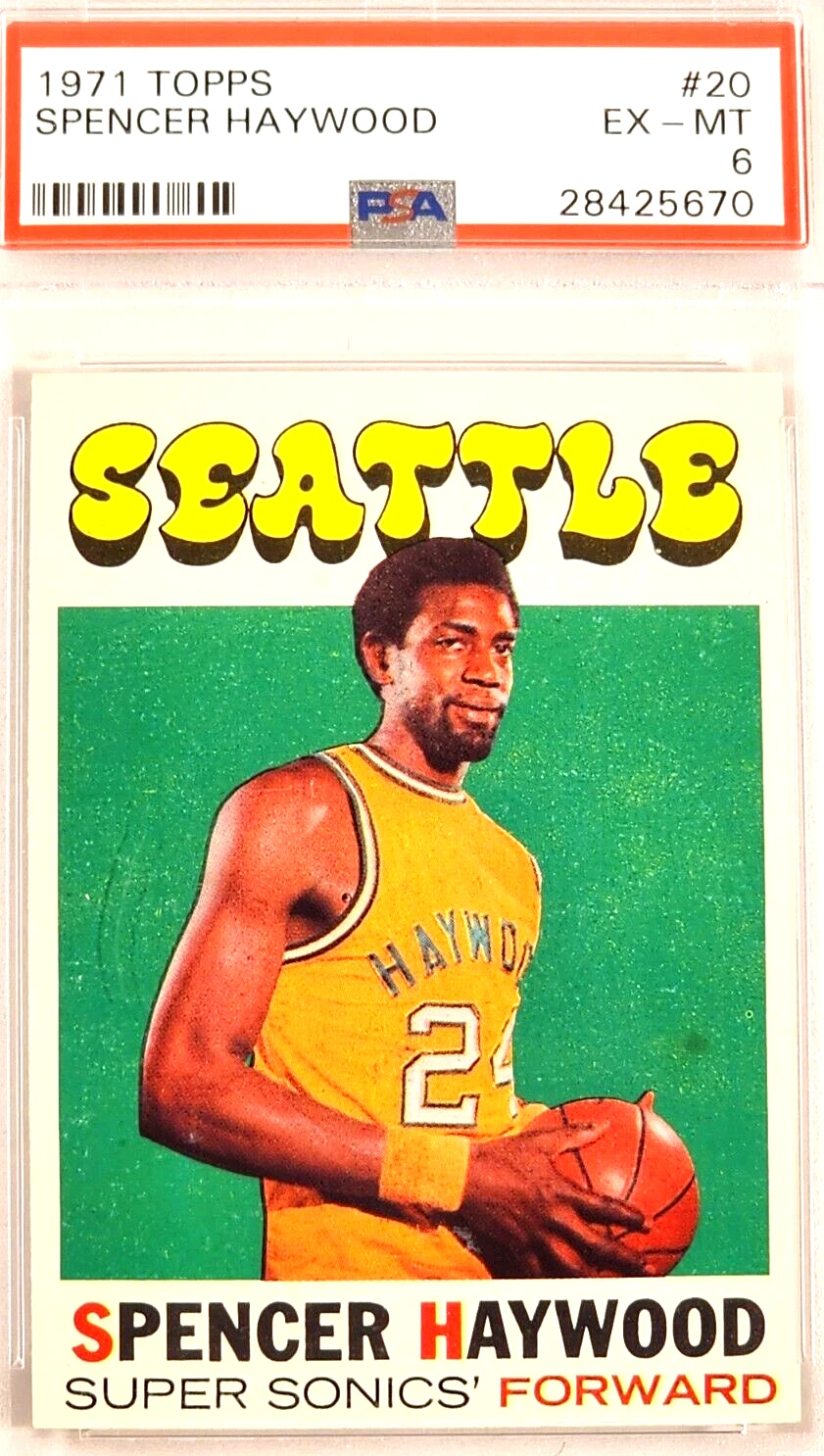 1971 TOPPS #20 SPENCER HAYWOOD PSA EX-MT 6 RC ROOKIE HOF
