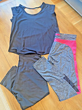 Women  s Workout BUNDLE All 3 Pieces-Size 10 Leggings 2 ,Size 8 Black Active Top
