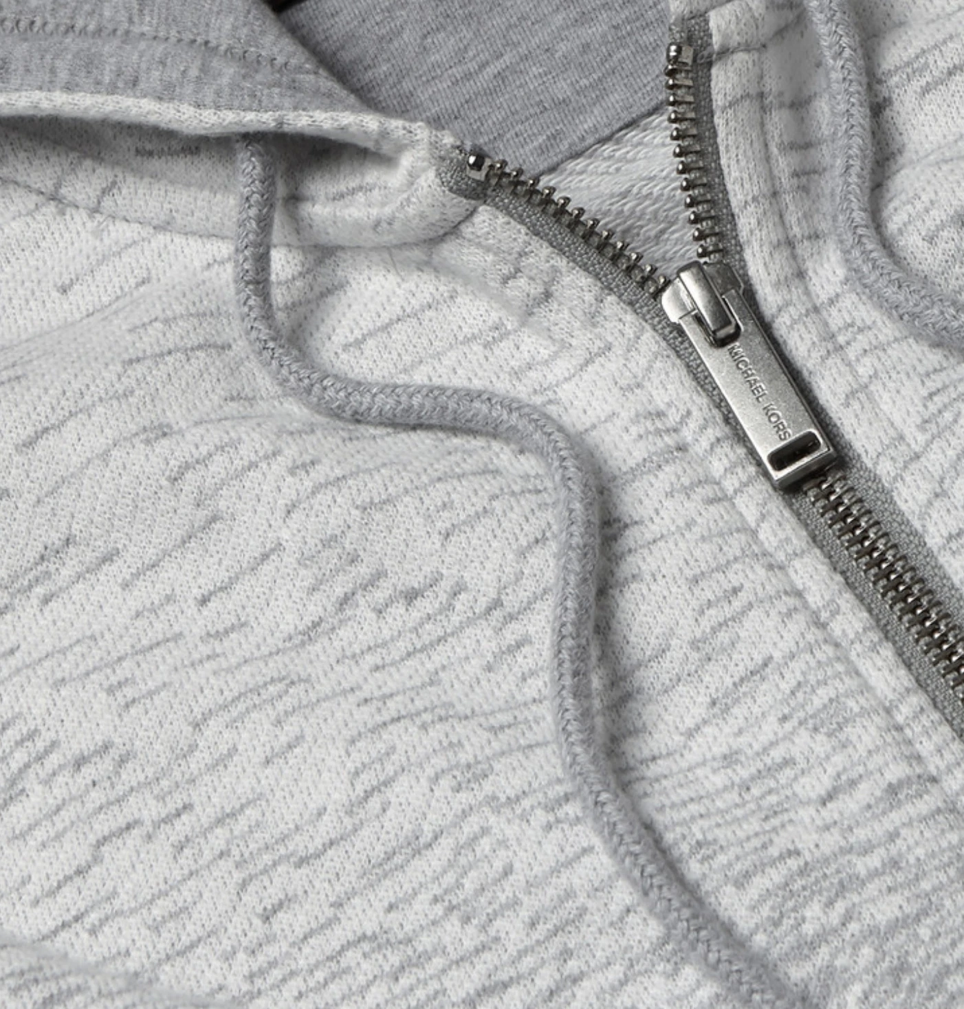 GIACCA CON CAPPUCCIO UOMO MICHAEL KORS GRIGIA DGRAD LOOPBACK COTONE JERCEY CERNIERA XXXL