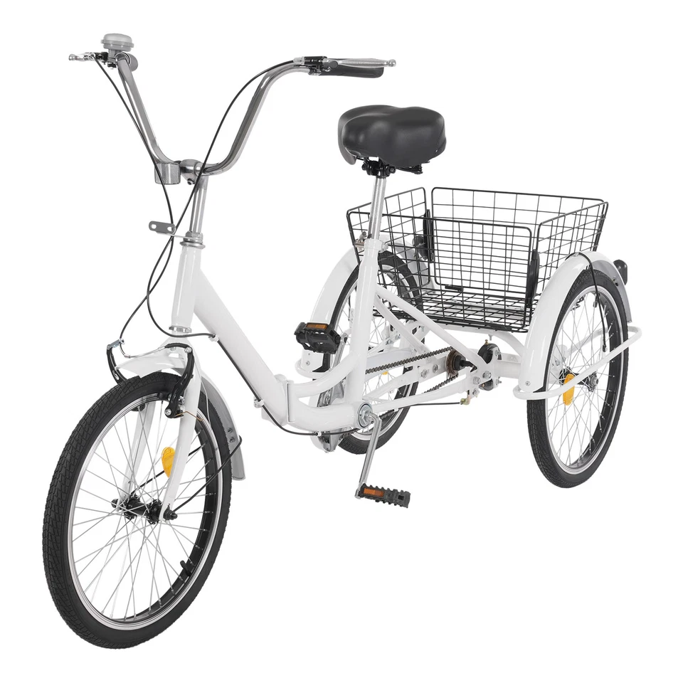 20 Zoll Klappbar Dreirad 3 Rad Für Erwachsene 1-Gänge 3 Räder Fahrrad Mit Korb - Bild 2 von 4