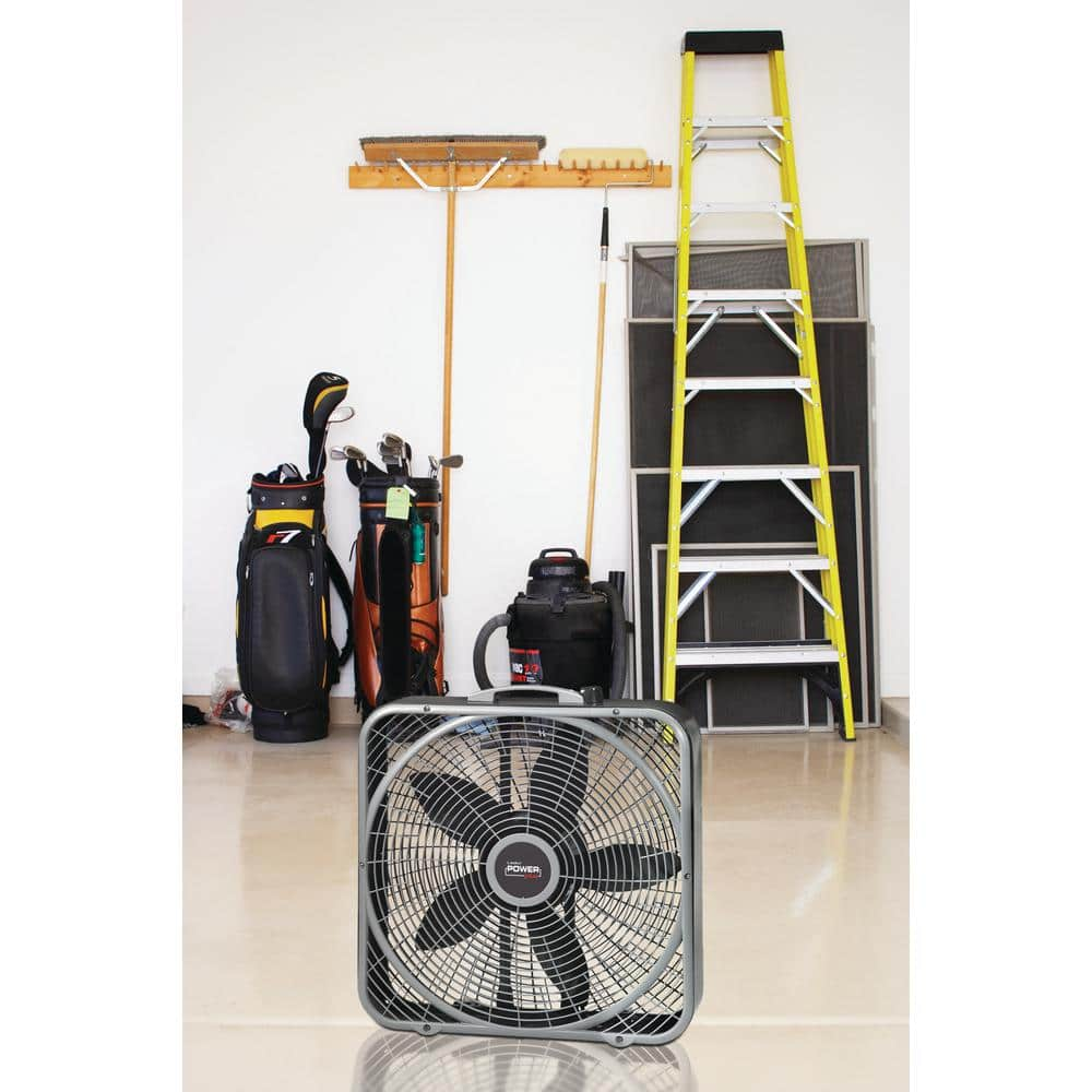 Lasko 20 in. 3 Speeds Box Fan in Gray with Weather-Shield Design