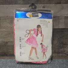 Girl Wind Up Doll Child Costume sz 4-6 Puff Sleeve Polka Dot Dress w/ Ribbon &