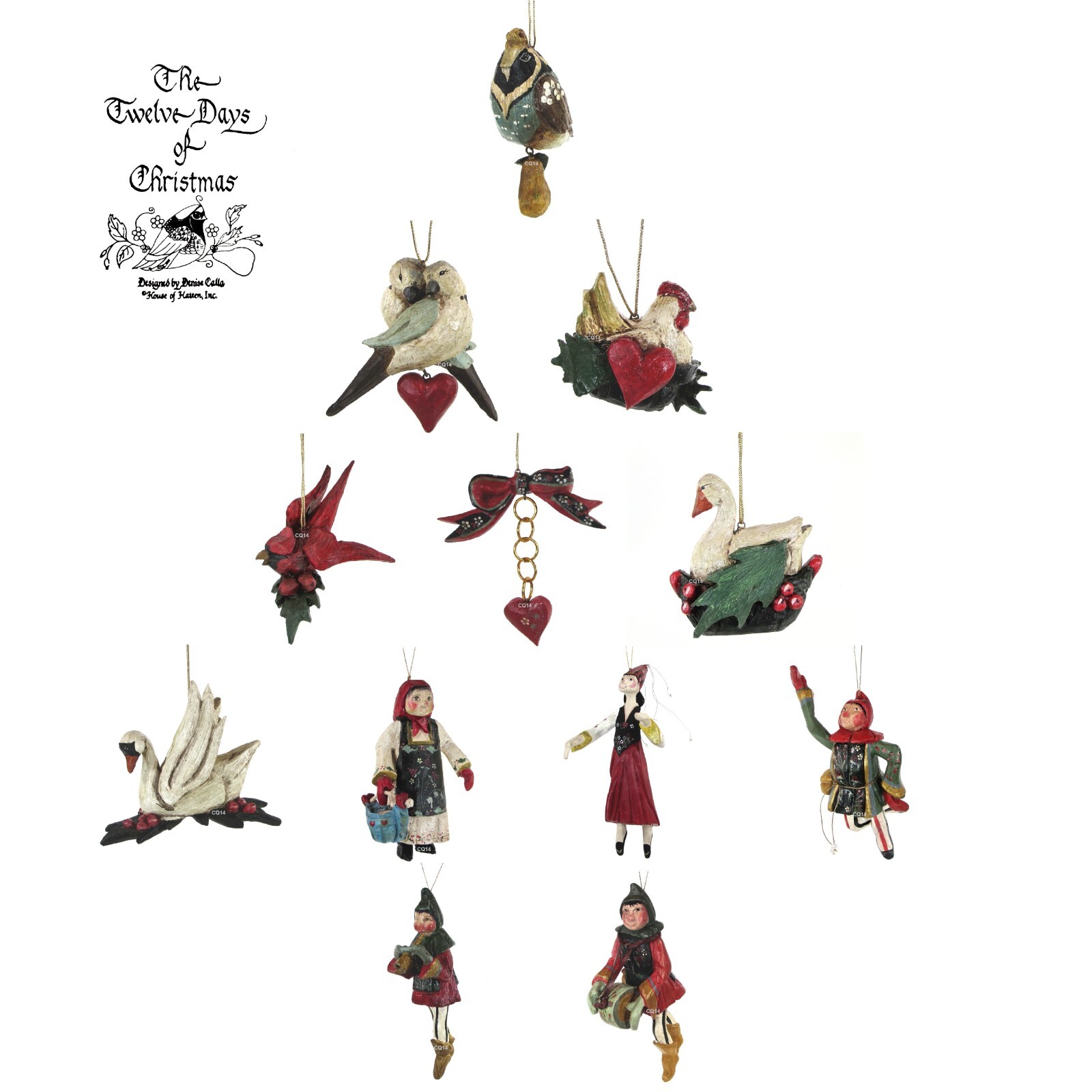 House of Hatten TWELVE DAYS OF CHRISTMAS Ornament Set 12 Complete Denise Calla-image