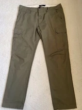 MENS NEXT SIZE DARK KHAKI SLIM FIT CARGO COMBAT DENIM JEANS TROUSERS W 38” /L 31