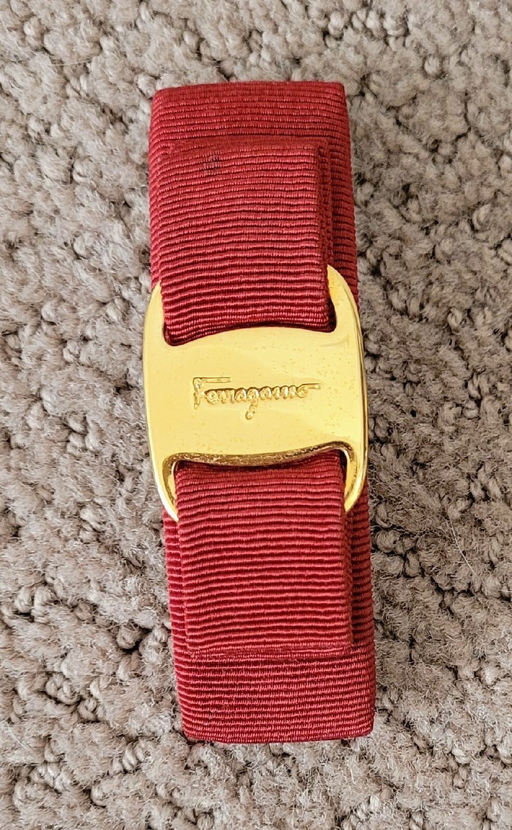 【関税・送料込み】FERRAGAMO HAIR ACCESSORIES VARA AUTH VINTAGE SALVATORE FERRAGAMO VARA BOW BARRETTE HAIR CLIP