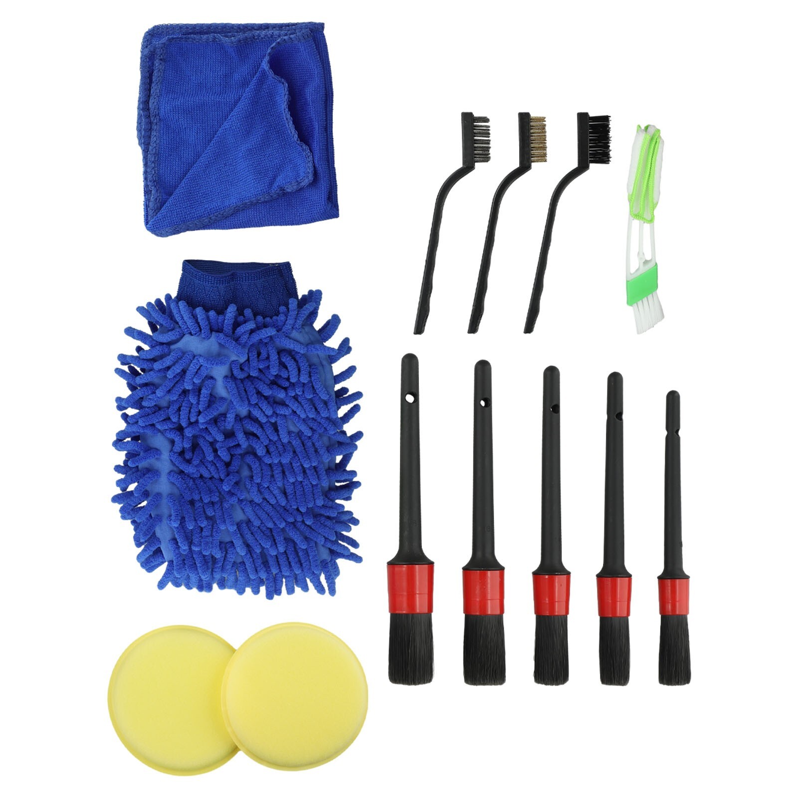 Gloves Brushes Car Cleaning Kit Multi-function Set Trim Vehicle Wheel 13Pcs-image