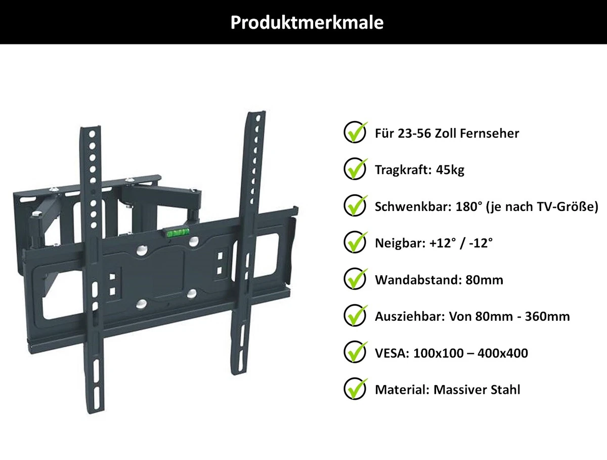 Produktbild von DeleyCON Universal TV Wandhalterung 32"-65" Zoll - Bis 75Kg & VESA