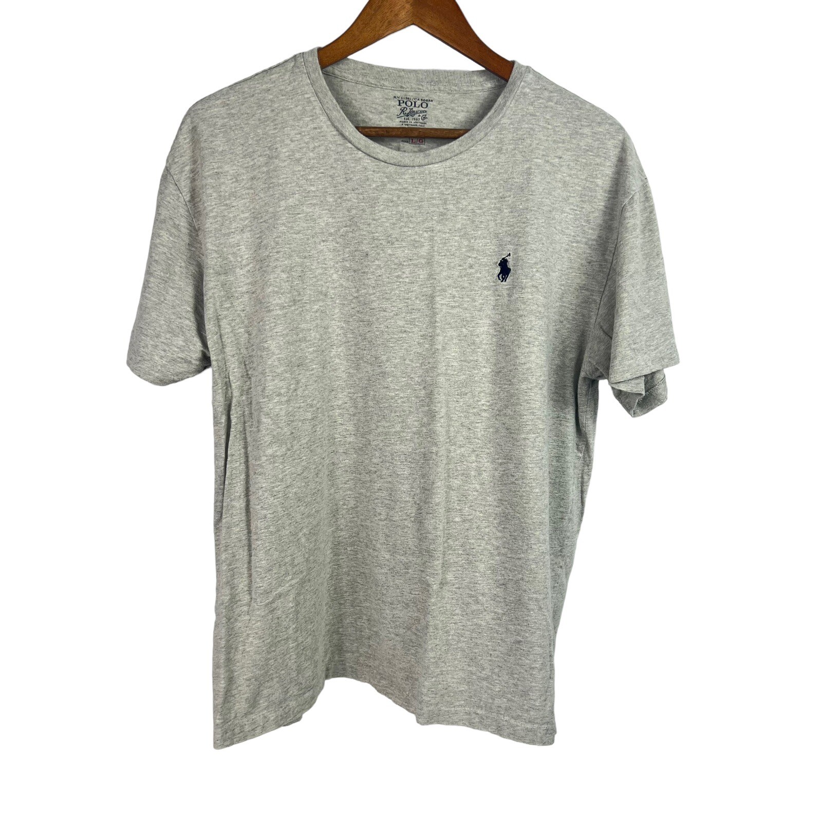 Polo Ralph Lauren camicia uomo grande grigia girocollo t shirt casual nero pony