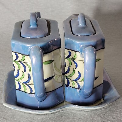 アニメ Twin of Tribute Teadrops Takito Lusterware Mini Twin Teapot Antique Iridescent Blue