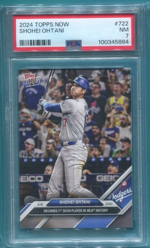 SHOHEI OHTANI LOS ANGELES DODGERS 2024 TOPPS NOW MLB #722 BASEBALL CARD PSA 7