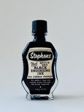 Vintage Stephens Black Endorsing Ink Bottle, Unused? Bottle is Full