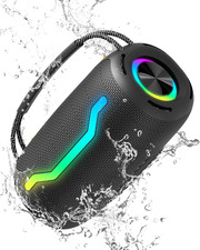Bocina Bluetooth Portatil Con Luces LED USB AUX Resistente Al Agua 8H Bateria