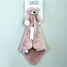 Snuggly Lovey Pink Bear Soft Plush Lovey Sherpa Lining Security Blanket Blankie