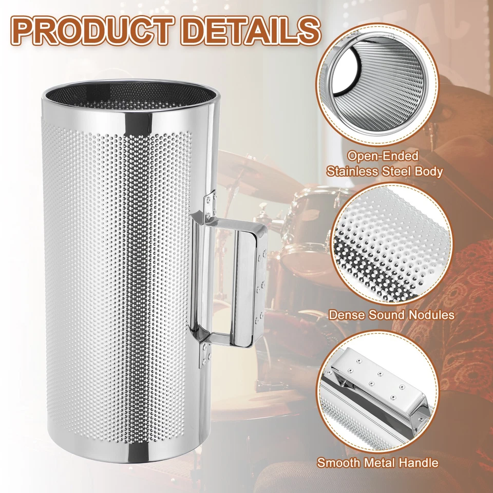 Stainless Steel Guiro Instrument 6" x 12" Percussion Instrument with Scraper Foto 3 de 4