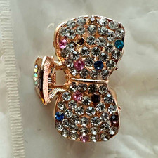 Rose Gold Tone Metal Bow Rhinestone Hair Claw Clip for Women