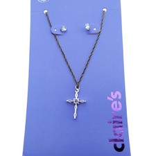 claires Cross Necklace and Matching Earings 46120-2 Set