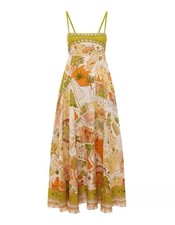 NWT Zimmermann Summer New Linen Print Beach Resort Cami Midi Dress