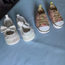 FIRST STEPS 6-9 Mo  Ava Olivia 0-12 Mo infant girl Shoes Soft EUC  New