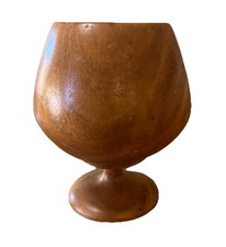 Vintage Wooden Chalice Goblet Cup Utensil Holder 5.5 In Tall