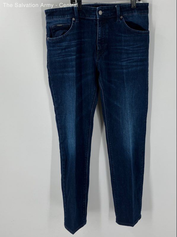 Hugo Boss Mens Blue Medium Wash Coin Pocket Denim Straight Jeans Size 33/32