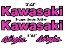 Custom Kawasaki Ninja 2-Layer Die Cut Vinyl Decal Set Specs In Description 