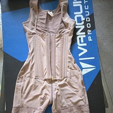 Women s Firm Compression Full Body Bodysuit Waist/Abdomen Zipper Beige S