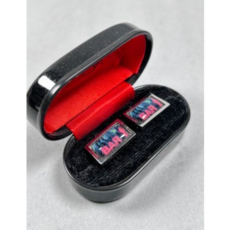 Sonia Spencer Cufflinks Mens OS Silver Blue Bar  Made in England View 3