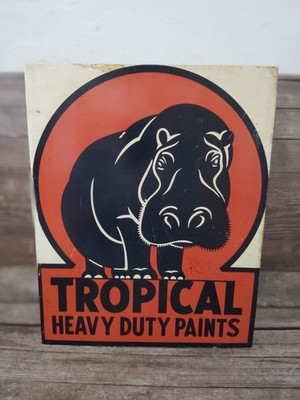 RARE 1950s  TROPICAL PAINT DOUBLE SIDED FLANGE SIGN 