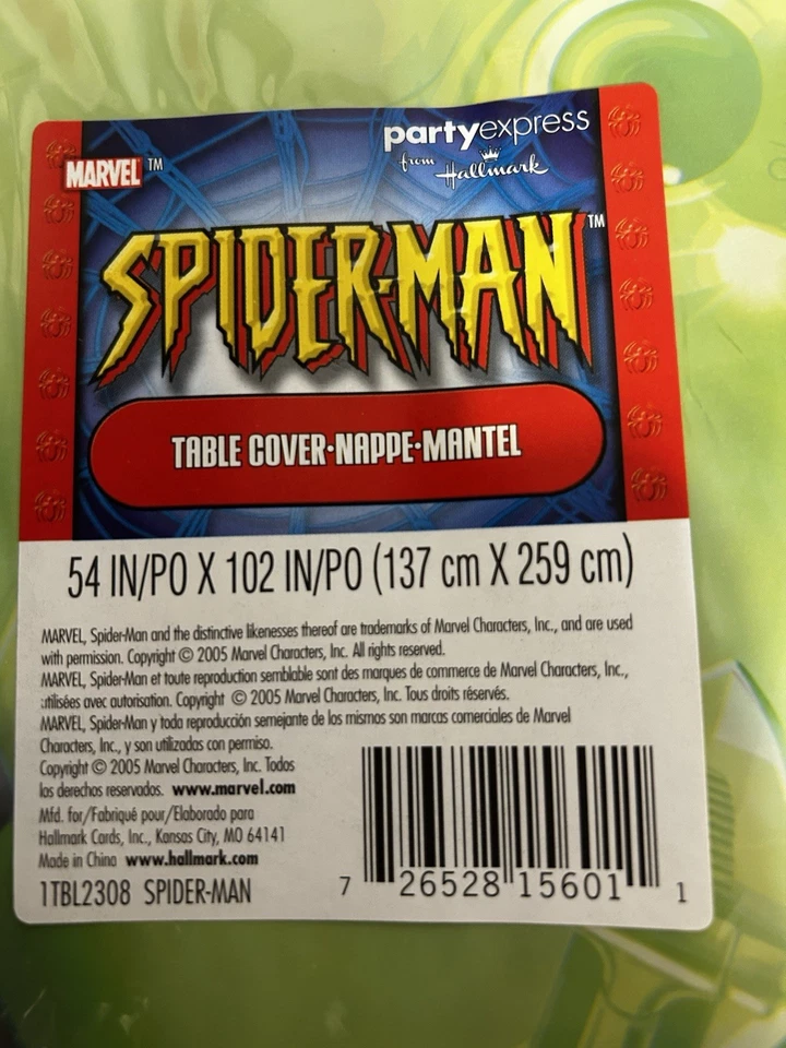 Cubierta de mesa 2 Hallmark Marvel Spider-Man. Plástico 54 X 104".. Nuevo. Verde. Tapa Foto 3 de 3