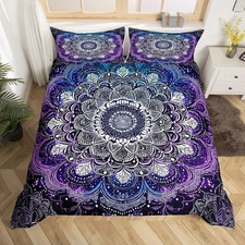 Mandala Bedding Set Twin Size,Boho Floral White Duvet Cover, Gypsy Comforter ...
