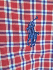 Polo Ralph Lauren Mens Blake Dress Shirt XL Red White Blue Check