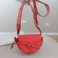 LOEWE Mini Gate Orange Smooth Leather Saddle ...