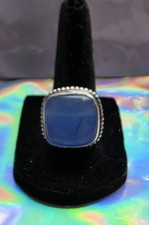 Ring Blue Gemstone In 925 Sterling Silver Plated Size 7 See Pictures 0124