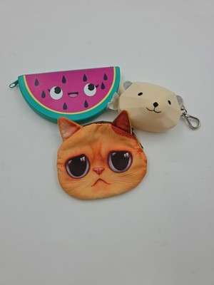 Cute Coin Purse Lot Cat Watermelon Bear Mini Zipper Pouches