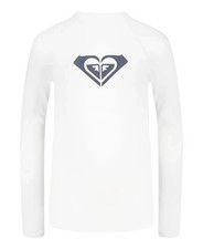 NWT Roxy Juniors' White Whole Hearted Long Sleeve Swim Rashguard Medium ymr0326