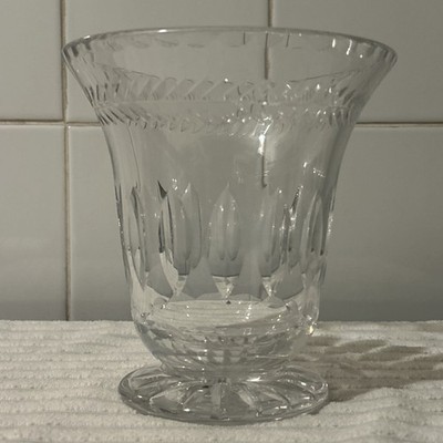 Webb Corbett geschliffenes Kristallglas Campana Vase oval Blatt Panel Schliff & Lorbeermuster