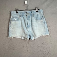 Uniqlo Womens Size 27 Blue Light Wash Denim Shorts Frayed Hem Distressed