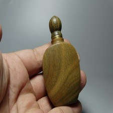 Green Sandalwood Snuff Bottle Solid Wood Antique Style Chinese Craft