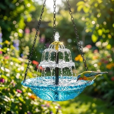 2026 NEW Solar Cascade Hanging Bird Bath Fountain with Bowl Solar Powered