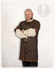 Mytholon Haldur Gambeson Schafsleder Braun L Larp Mittelalter Reenactment #12331