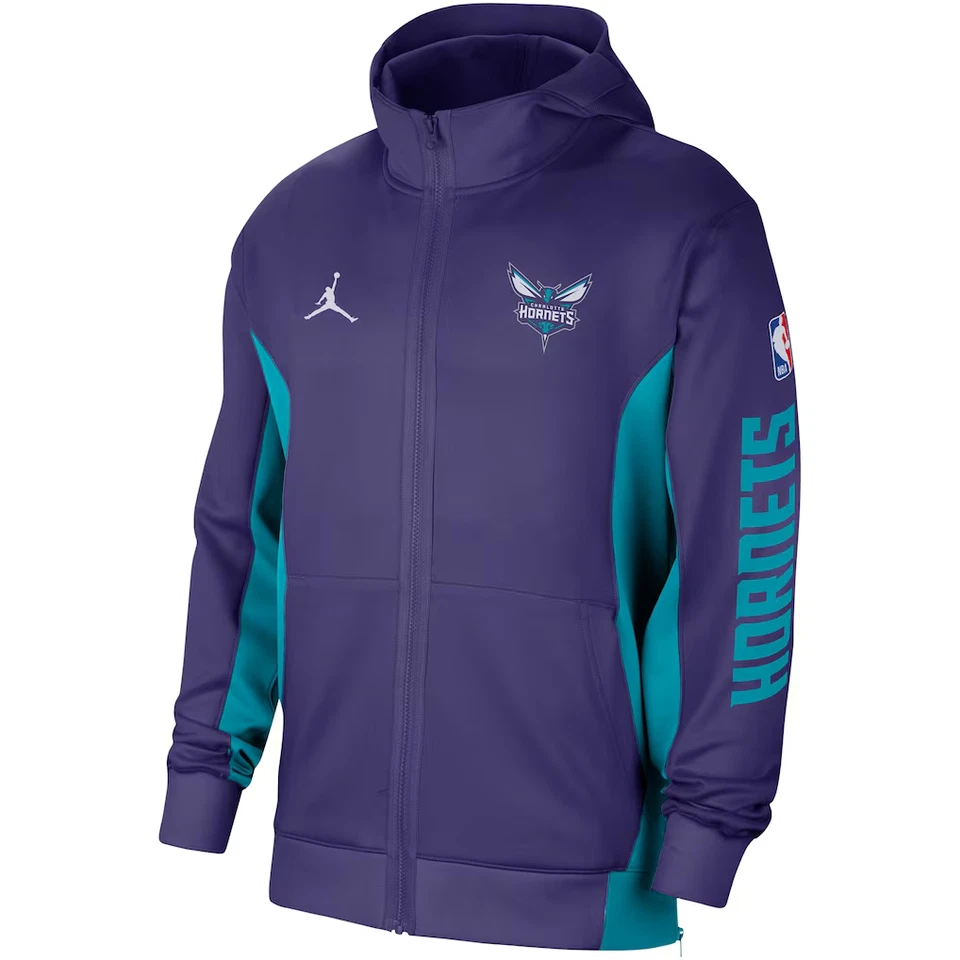 Sudadera con Capucha Jordan Púrpura Charlotte Hornets 2023/24 Auténtica Showtime Cremallera Completa Talla XL Foto 2 de 4