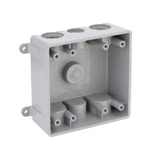 2-Gang Non-Metallic Weatherproof Outlet Box with 4 3/4 In. and 3 1/2 In. Hol