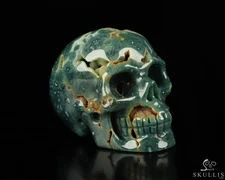 1.9" Green Grape Agate Hand Carved Crystal Skull, Realistic, Crystal Healing